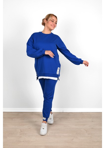 Kadın Büyük Beden Yanları Fermuar Detaylı Eşofman Takımı 3613-23 modelleri