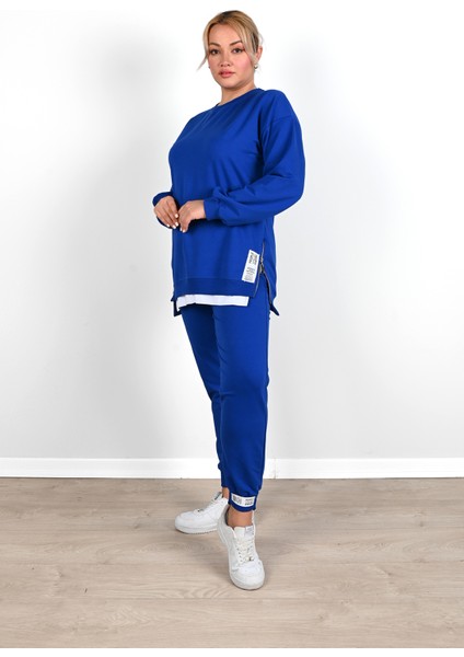 Kadın Büyük Beden Yanları Fermuar Detaylı Eşofman Takımı 3613-23 fırsatları