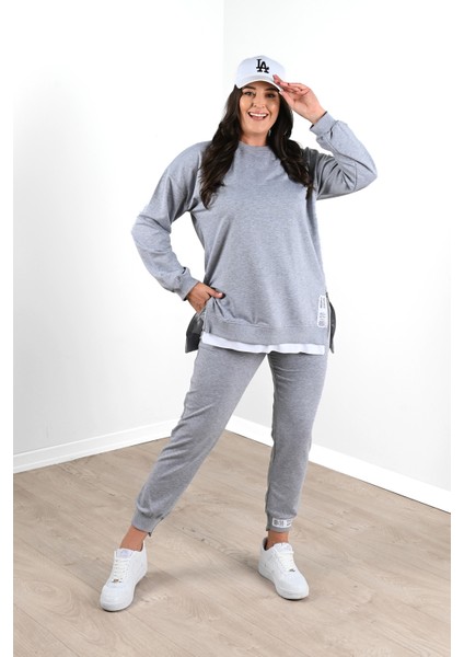 Kadın Büyük Beden Yanları Fermuar Detaylı Eşofman Takımı 3613-23 fırsatları