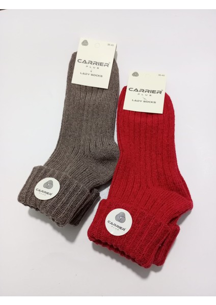 Bayan Yün Çorap Kıvrık Modelli 2'li