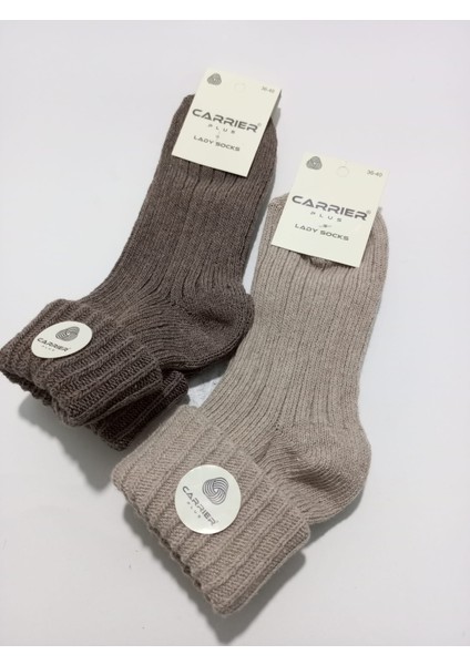 Bayan Yün Çorap Kıvrık Modelli 2'li