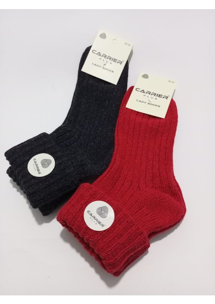 Bayan Yün Çorap Kıvrık Modelli 2'li modelleri