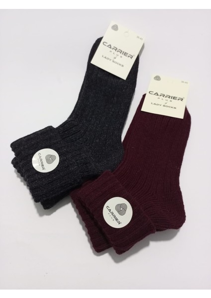 Bayan Yün Çorap Kıvrık Modelli 2'li