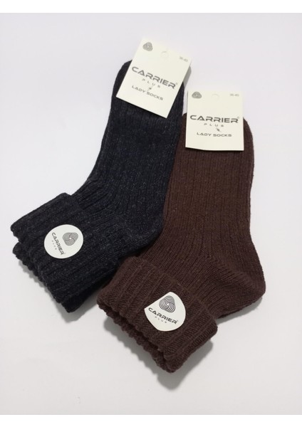 Bayan Yün Çorap Kıvrık Modelli 2'li modelleri