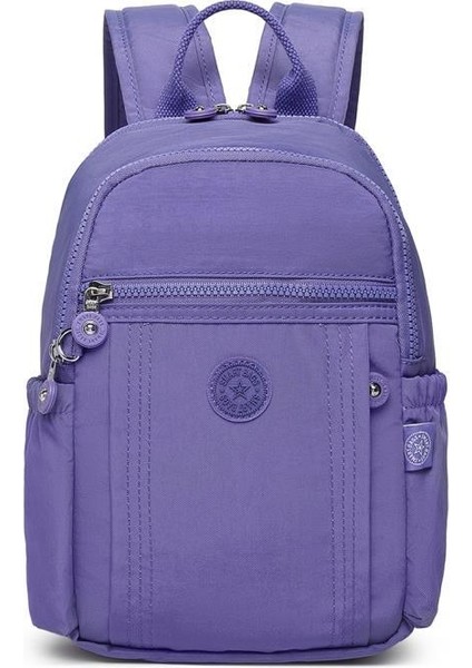 Küçük Boy Krinkıl Kumaş Kadın Sırt Çantası BC 3179 - Mor