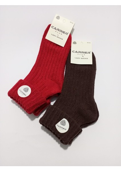 Bayan Yün Çorap Kıvrık Modelli 2'li