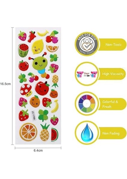 Renkli Gülenyüz3 Sticker Çocuklar Için 3D Puff ÇIKART16,50/6, fiyatları