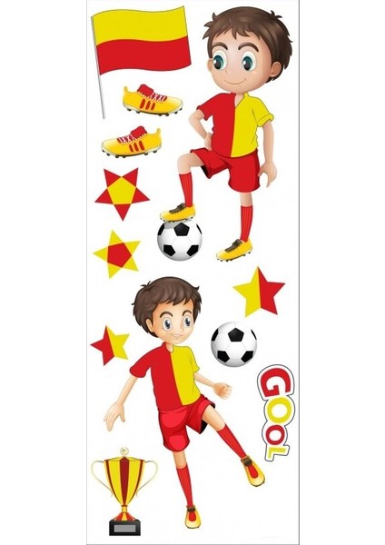 Sarı Kırmızı Futbolcu Sticker Çocuklar Için 3D Puff ÇIK16,50/6,