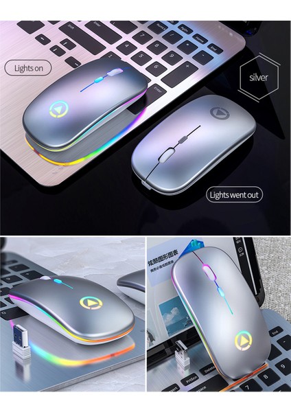Kablosuz Bluetooth Sessiz LED Mause Şarj Edilebilir 2.4g Ergonomik Mini Fare USB Optik Pc Dizüstü