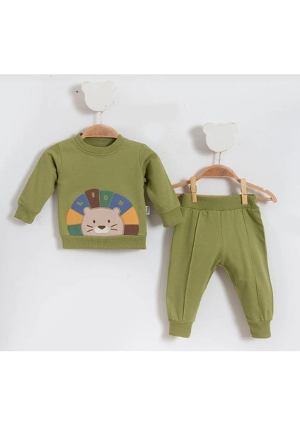Erkek Bebek Lion Baskı Pamuk Takım