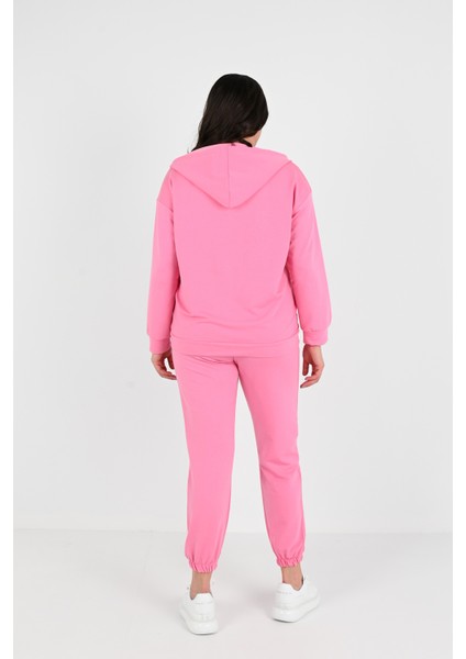 Kadın Büyük Beden Fermuarlı Kapüşonlu Eşofman Takımı 8035-24 fiyatları