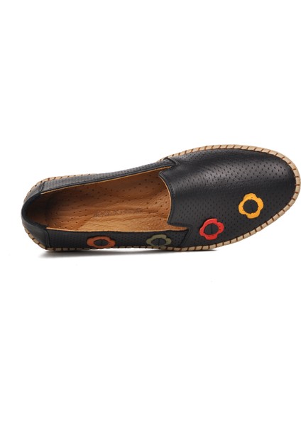 394164 Siyah Hakiki Deri Kadın Günlük Ayakkabı GENİŞ KALIP fırsatları