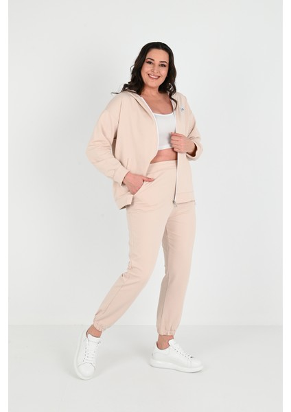 Kadın Büyük Beden Fermuarlı Kapüşonlu Eşofman Takımı 8035-24 fiyatları