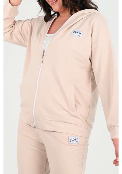 Kadın Büyük Beden Fermuarlı Kapüşonlu Eşofman Takımı 8035-24 modelleri