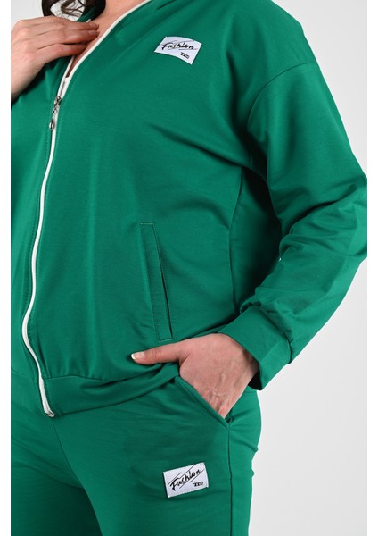 Kadın Büyük Beden Fermuarlı Kapüşonlu Eşofman Takımı 8035-24 indirimleri