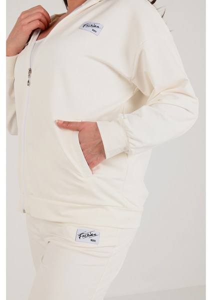 Kadın Büyük Beden Fermuarlı Kapüşonlu Eşofman Takımı 8035-24 modelleri