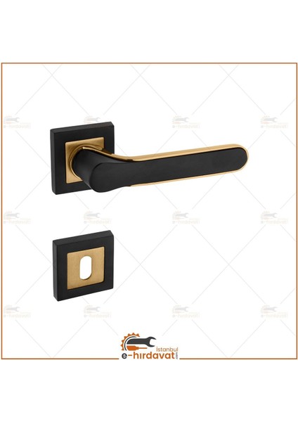 Zirve Siyah Gold Kare Rozetli Oda Kapı Kolu Koldoor 4 Takım fiyatları
