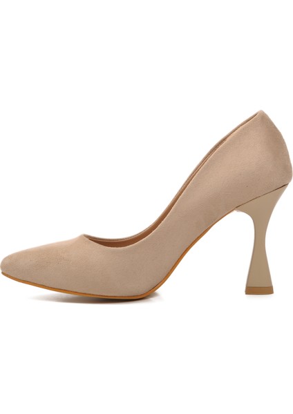 289236 Bej Süet Kadın Stiletto
