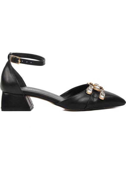 326184 Siyah Kadın Taşlı Abiye Ayakkabı