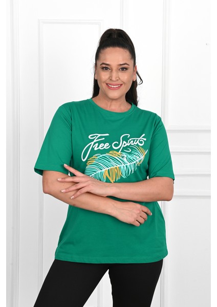 Kadın Büyük Beden Free Spirit Baskılı T-Shirt 1576-23