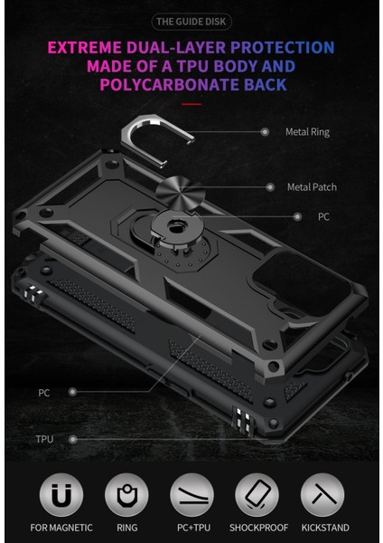 Oppo Reno 5 Lite Kılıf Sofya Yüzüklü Silikon Kapak - Siyah 300099
