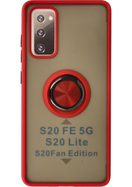 Samsung Galaxy S20 Fe Kılıf Montreal Yüzüklü Silikon Kapak - Kırmızı 300099