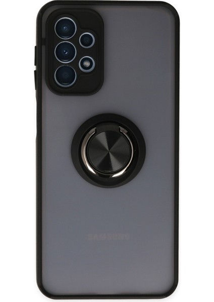 Samsung Galaxy A23 4g Kılıf Montreal Yüzüklü Silikon Kapak - Siyah 300099
