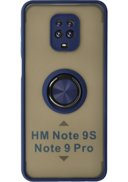 Xiaomi Redmi Note 9 Pro Kılıf Montreal Yüzüklü Silikon Kapak - Lacivert 300099