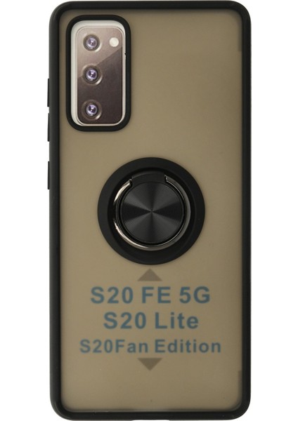 Samsung Galaxy S20 Fe Kılıf Montreal Yüzüklü Silikon Kapak - Siyah 300099