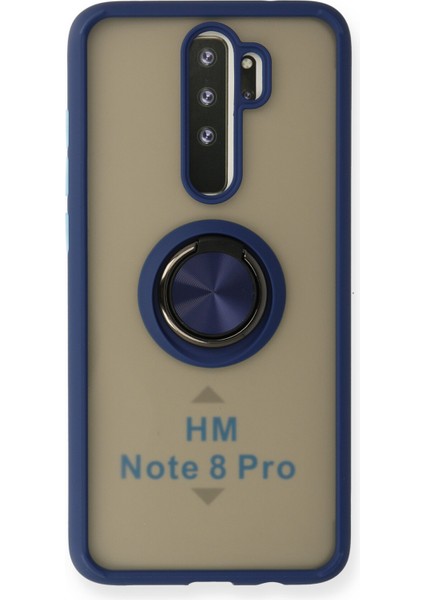 Xiaomi Redmi Note 8 Pro Kılıf Montreal Yüzüklü Silikon Kapak - Lacivert 300099