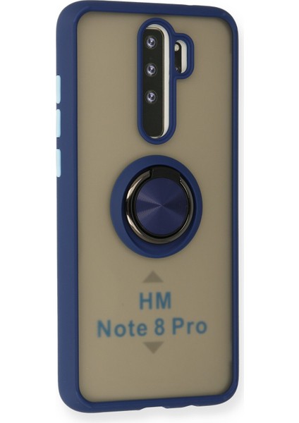 Xiaomi Redmi Note 8 Pro Kılıf Montreal Yüzüklü Silikon Kapak - Lacivert 300099
