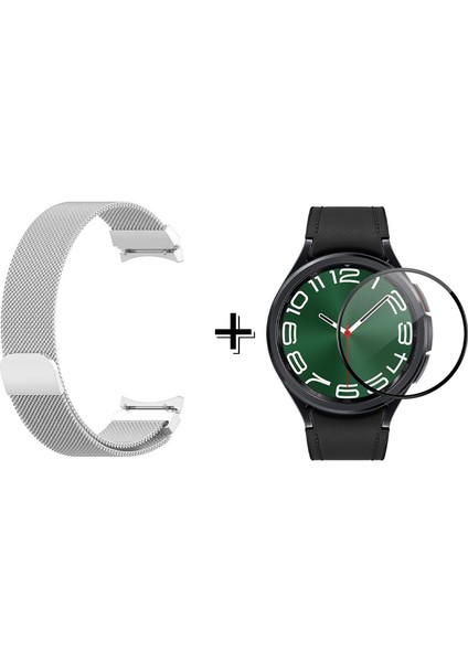 Samsung Galaxy Watch 6 Classic 43MM Metal Mıknatıslı Kordon + Ekran Koruma Filmi - FC302