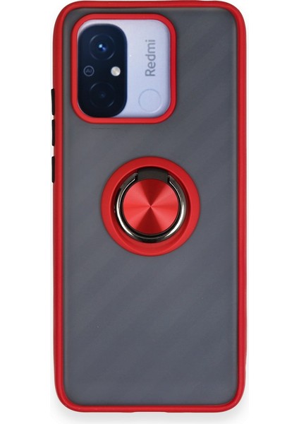 Xiaomi Redmi 12C Kılıf Montreal Yüzüklü Silikon Kapak - Kırmızı 300099