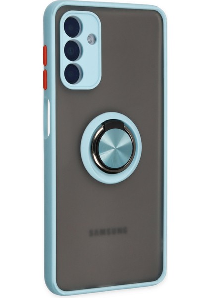 Samsung Galaxy A04S Kılıf Montreal Yüzüklü Silikon Kapak - Buz Mavi 300099
