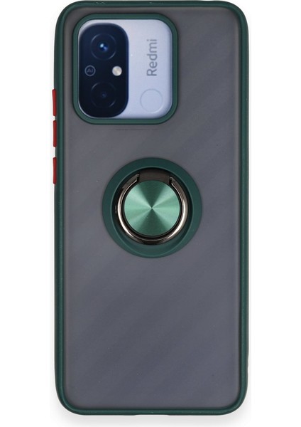 Xiaomi Redmi 12C Kılıf Montreal Yüzüklü Silikon Kapak - Yeşil 300099
