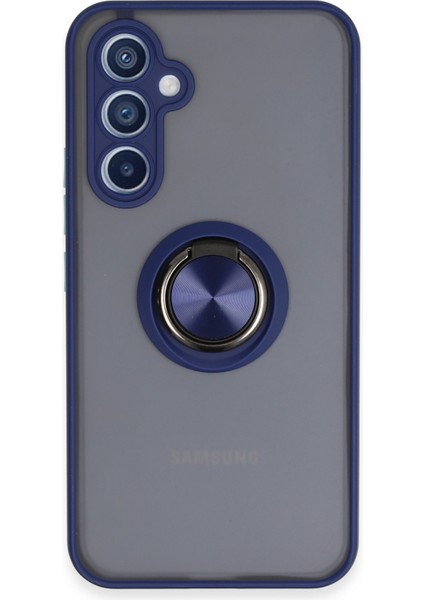 Samsung Galaxy A34 5g Kılıf Montreal Yüzüklü Silikon Kapak - Lacivert 300099
