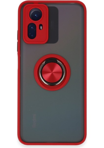 Xiaomi Redmi Note 12S Kılıf Montreal Yüzüklü Silikon Kapak - Kırmızı 300099
