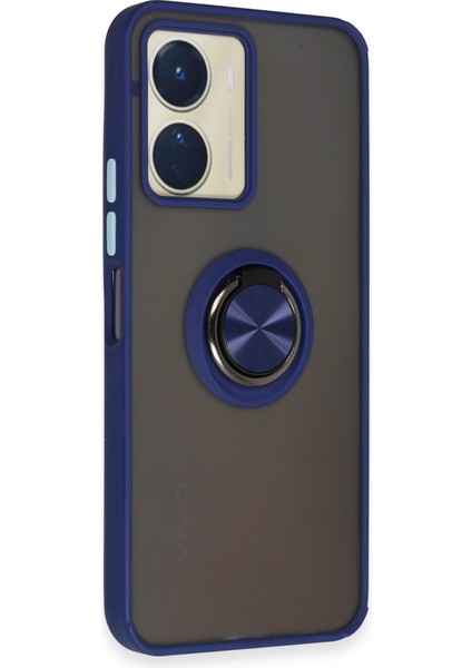 Vivo Y16 Kılıf Montreal Yüzüklü Silikon Kapak - Lacivert 300099