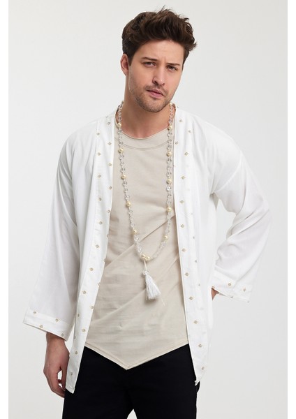 Kimono %100 Şile Bezi Kumaş Beyaz