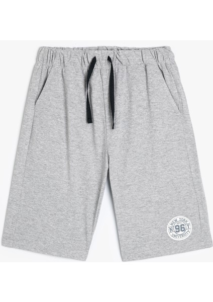 Basic Şort Cepli Beli Bağlamalı Baskı Detaylı