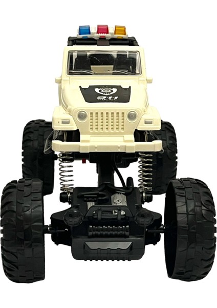 Uzaktan Kumandalı Sarjlı Amortisörlü Full Fonksiyon 1:18 Ölçek 4x4 Polis Jeep Crazy Truck