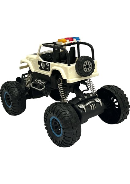 Uzaktan Kumandalı Sarjlı Amortisörlü Full Fonksiyon 1:18 Ölçek 4x4 Polis Jeep Crazy Truck
