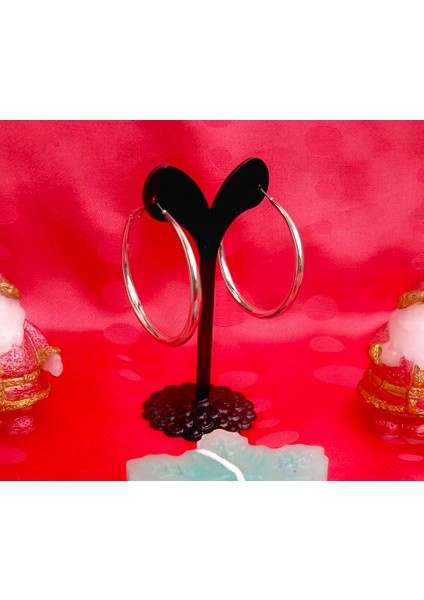 Kadın Gümüş Renk Pirinç 3.5 cm Halka Küpe fiyatları