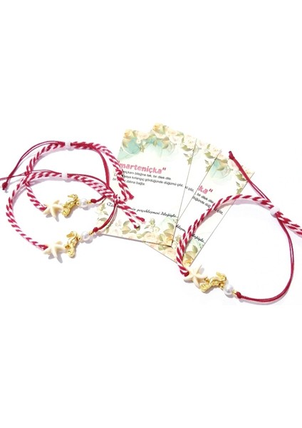 Üç Adet Denizatı Deniz Yıldızı ve Cam Inci Boncuklu Marteniçka Bileklik modelleri