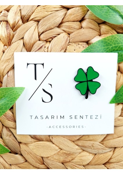 Rozet Metal Broş Yaka Okul Çantası Kıyafet Şapka Takı Aksesuar Yonca 4 Yapraklı Çicek Klips Rosette