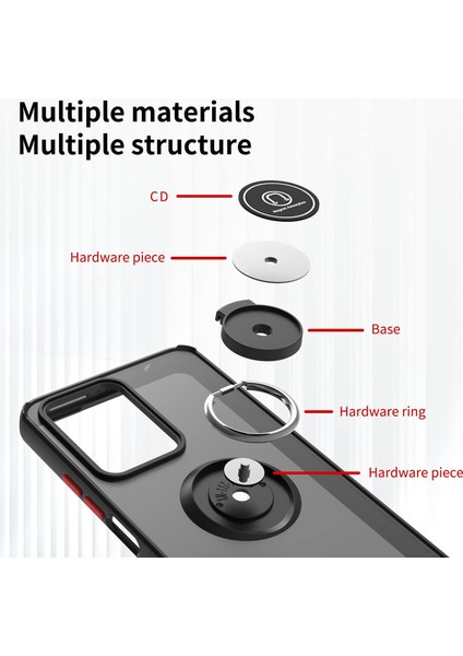 Xiaomi Mi 13T & 13T Pro Kılıf Kamera Çıkıntılı Korumalı Yüzüklü Standlı Zırh + 9h Ekran Koruyucu Cam Set