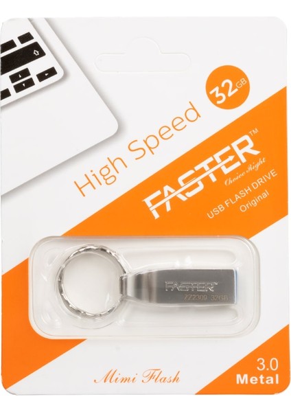 Faster 32 GB Flash Bellek Anahtarlık Tipi Metal Hafıza Bellek