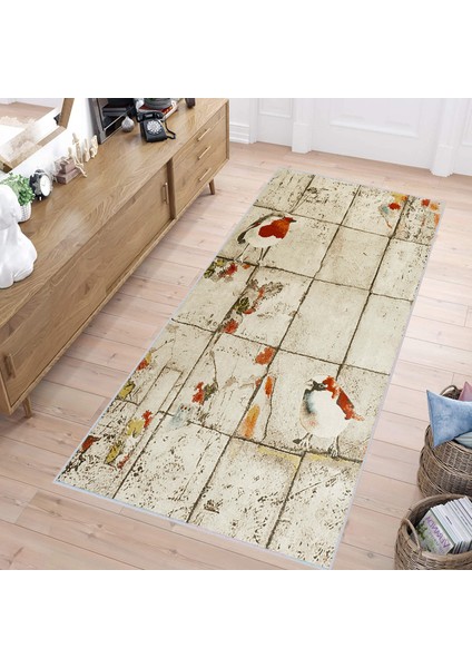 Dijital Baskı Yıkanabilir Kaymaz Taban Salon Halısı ve Yolluk LNA1417