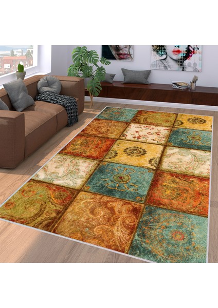 Dijital Baskı Yıkanabilir Kaymaz Taban Salon Halısı ve Yolluk LNA1196