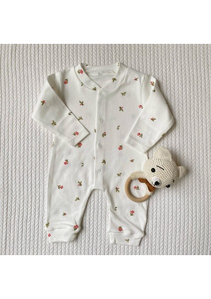 Pamuklu Kız Bebek Lale Baskılı Tulum